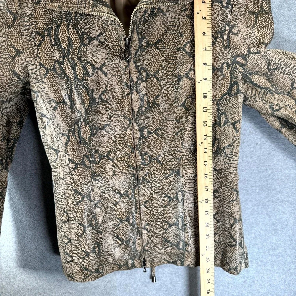 Vintage‎ Steve Madden Leather Jacket Womens Medium Brown Snake Print Full Zip